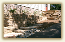 Steps with retaining wall