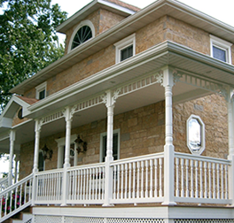 Home building with stone exterior